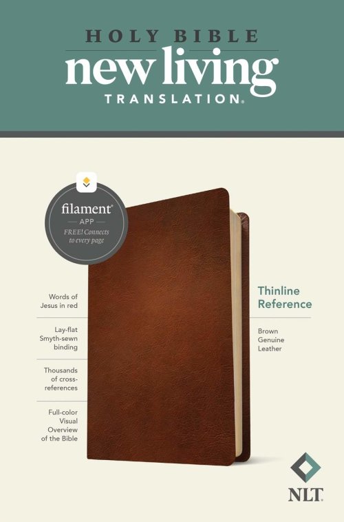 NLT Thinline Reference Bible, Filament Enabled (Genuine Leather, Brown, Red Letter)