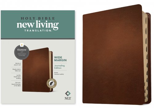 NLT Wide Margin Bible, Filament Enabled (Genuine Leather, Brown, Indexed, Red Letter)