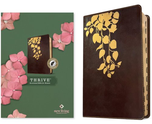 NLT THRIVE Devotional Bible for Women (LeatherLike, Cascade Deep Brown, Indexed)