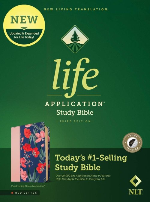 NLT Life Application Study Bible, Third Edition (LeatherLike, Pink Evening Bloom, Indexed, Red Letter)