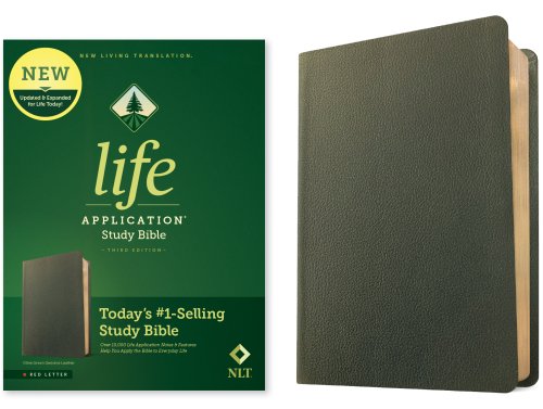 NLT Life Application Study Bible, Third Edition (Genuine Leather, Olive Green, Red Letter)