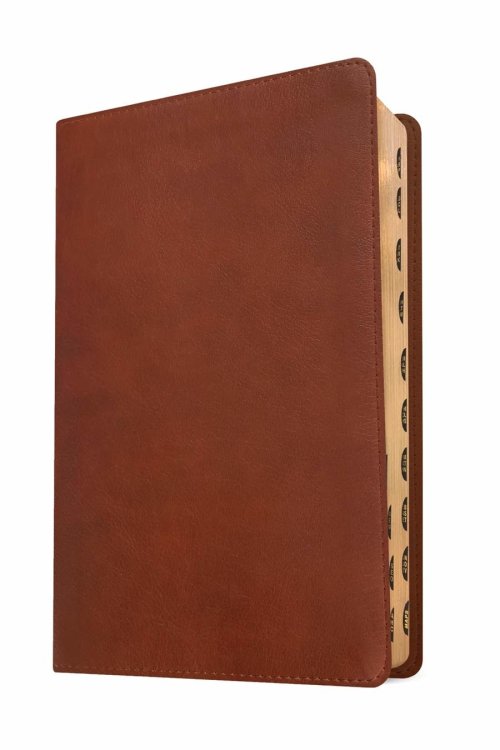 NLT Thinline Center-Column Reference Bible, Filament Enabled (LeatherLike, Rustic Brown, Indexed, Red Letter)