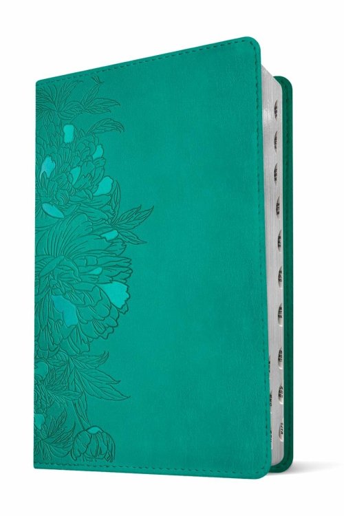 NLT Thinline Center-Column Reference Bible, Filament Enabled (LeatherLike, Peony Rich Teal, Indexed, Red Letter)