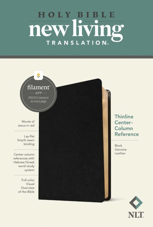 NLT Thinline Center-Column Reference Bible, Filament Enabled (Genuine Leather, Black, Red Letter)