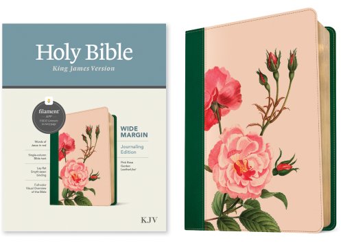 KJV Wide Margin Bible, Filament Enabled (LeatherLike, Pink Rose Garden, Red Letter)