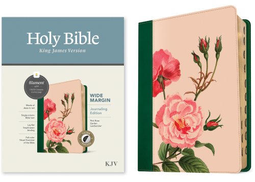 KJV Wide Margin Bible, Filament Enabled (LeatherLike, Pink Rose Garden, Indexed, Red Letter)