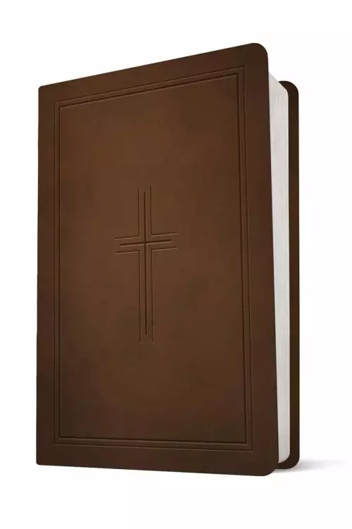 NLT Premium Value Compact Bible, Filament Enabled (LeatherLike, Dark Brown Framed Cross)