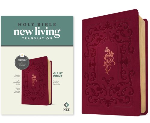 NLT Giant Print Bible, Filament Enabled (LeatherLike, Cranberry Flourish, Red Letter)