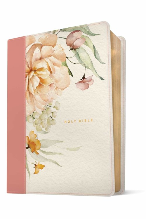 NLT Wide Margin Bible, Filament Enabled (LeatherLike, Dusty Pink Blossoms, Red Letter)