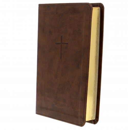 CSB Compact Bible, Brown, Imitation Leather, Two-Column Text, Topical Subheadings, Words of Christ in Red, Concordance, Presentation Page