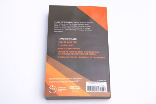 CSB Outreach Bible, Brown and Orange, Paperback, Easy-To-Read Text, Topical Subheadings, Frequently Asked Questions, Helpful Bible Passages