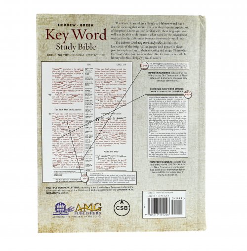 The CSB Hebrew-Greek Key Word Study Bible Hardback, Cross Reference, Red Letter, Dictionary, Concordance, Key Words, Introductions