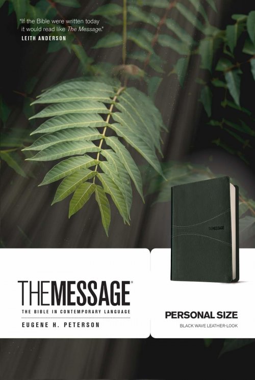 The Message Bible Personal Size, Bible, Black, Imitation Leather, Topical Concordance, Charts, Maps, Book Introductions, Ribbon Marker