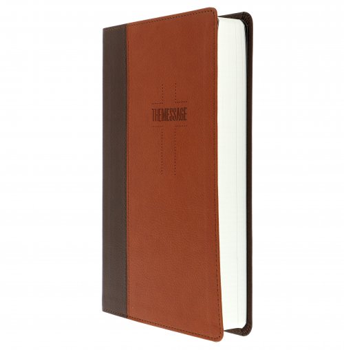 The Message Bible Deluxe Gift Bible, Brown, Imitation Leather, Paraphrase, Presentation Page, Maps, Charts, Timelines, Ribbon Marker