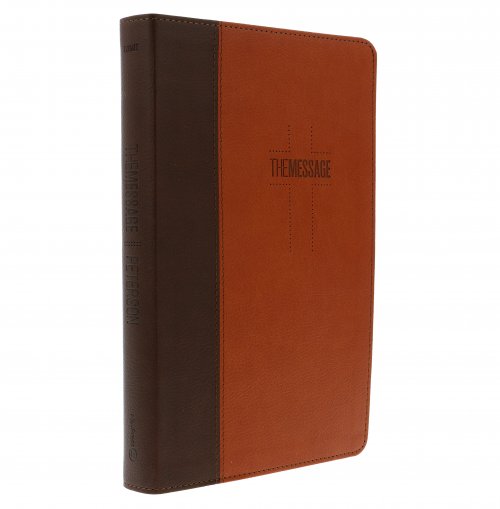 The Message Bible Deluxe Gift Bible, Brown, Imitation Leather, Paraphrase, Presentation Page, Maps, Charts, Timelines, Ribbon Marker