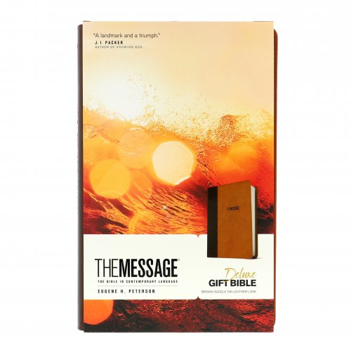 The Message Bible Deluxe Gift Bible, Brown, Imitation Leather, Paraphrase, Presentation Page, Maps, Charts, Timelines, Ribbon Marker