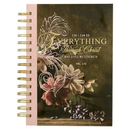 Journal Wirebound Pink Floral Everything Through Christ Phil. 4:13