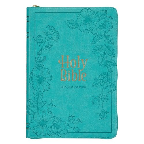 KJV Bible Thinline LP Faux Leather, Teal w/zipper