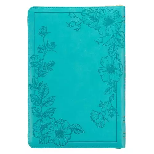 KJV Bible Thinline LP Faux Leather, Teal w/zipper