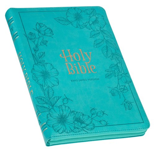 KJV Bible Thinline LP Faux Leather, Teal w/zipper