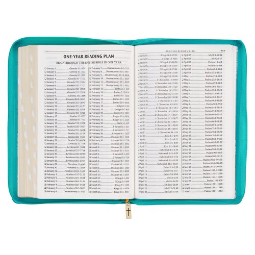 KJV Bible Thinline LP Faux Leather, Teal w/zipper