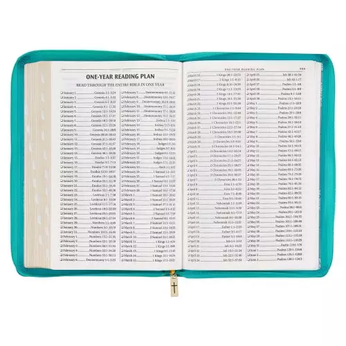 KJV Bible Thinline LP Faux Leather, Teal w/zipper