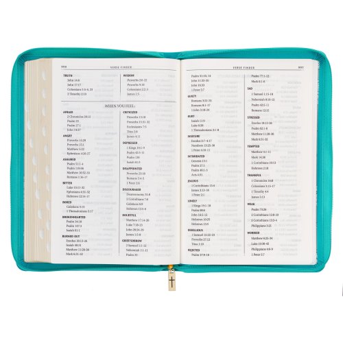 KJV Bible Thinline LP Faux Leather, Teal w/zipper