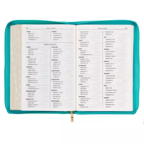 KJV Bible Thinline LP Faux Leather, Teal w/zipper