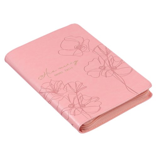 His Mercy Never Fails Journal: Ribbon Marker, Pink Faux Leather Flexcover, Zipper Closure