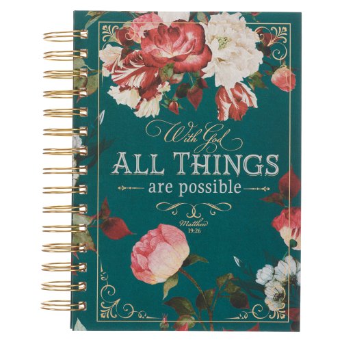 All Things are Possible Teal Tourmaline Wirebound Journal - Matthew 19:26