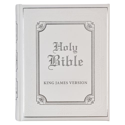 White Faux Leather King James Version Family Bible