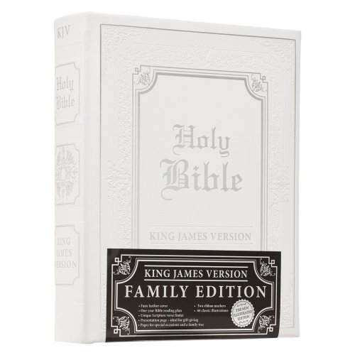 White Faux Leather King James Version Family Bible