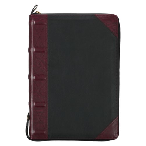 KJV Study Bible Faux Leather, Burgundy/Black w/zipper