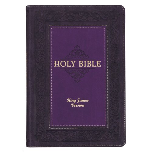 Two-tone Purple Faux Leather Large Print King James Version Study Bible with Thumb Index