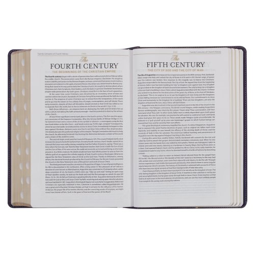 Two-tone Purple Faux Leather Large Print King James Version Study Bible with Thumb Index