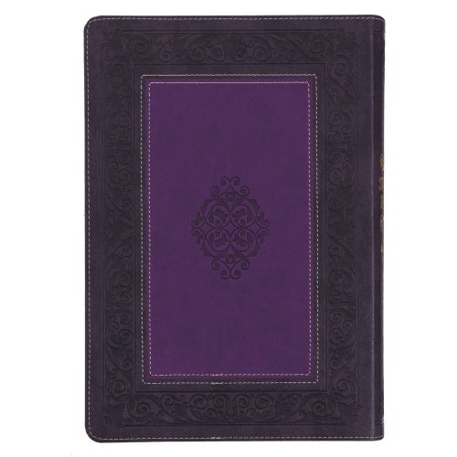 Two-tone Purple Faux Leather Large Print King James Version Study Bible with Thumb Index