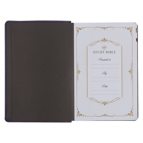 Two-tone Purple Faux Leather Large Print King James Version Study Bible with Thumb Index