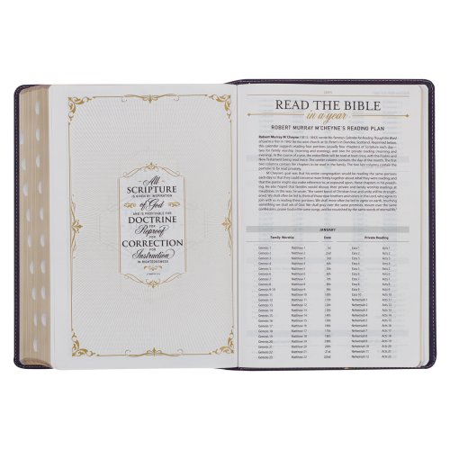 Two-tone Purple Faux Leather Large Print King James Version Study Bible with Thumb Index