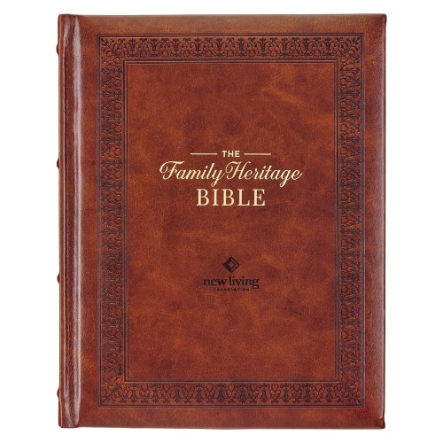 NLT Family Heritage Bible, Large Print Family Devotional Bible for Study, New Living Translation Holy Bible Faux Leather Hardcover, Additional Interac