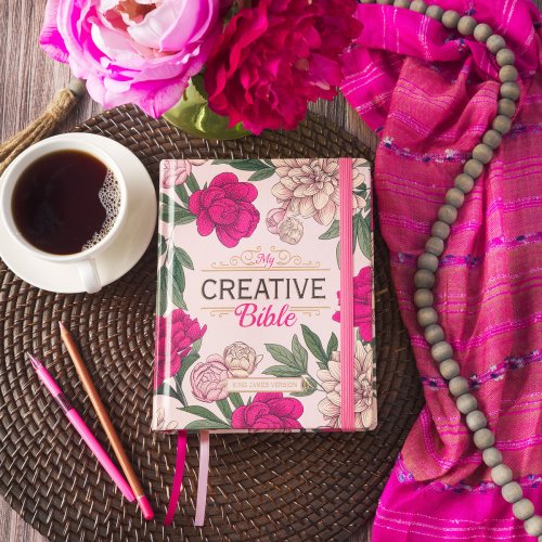 KJV My Creative Bible Hardcover, Pink Floral Printed