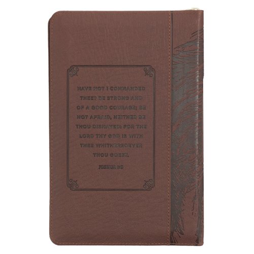 KJV Holy Bible, Standard Size Faux Leather Red Letter Edition - Thumb Index & Ribbon Marker, King James Version, Brown Lion Zipper Closure