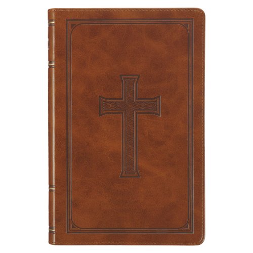 KJV Holy Bible, Standard Size Faux Leather Red Letter Edition - Thumb Index & Ribbon Marker, King James Version, Tan Cross