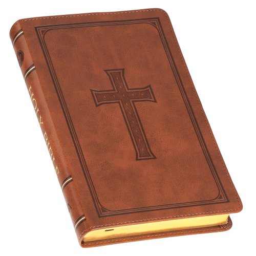 KJV Holy Bible, Standard Size Faux Leather Red Letter Edition - Thumb Index & Ribbon Marker, King James Version, Tan Cross