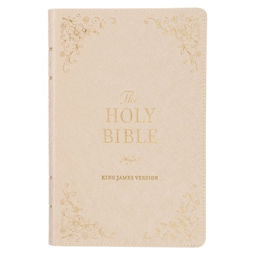 KJV Holy Bible, Standard Size Faux Leather Red Letter Edition - Thumb Index & Ribbon Marker, King James Version, Pearlescent Taupe