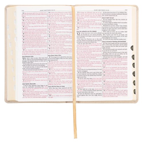 KJV Holy Bible, Standard Size Faux Leather Red Letter Edition - Thumb Index & Ribbon Marker, King James Version, Pearlescent Taupe