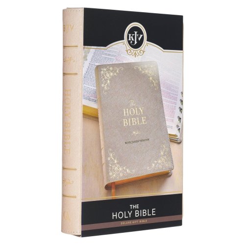 KJV Holy Bible, Standard Size Faux Leather Red Letter Edition - Thumb Index & Ribbon Marker, King James Version, Pearlescent Taupe