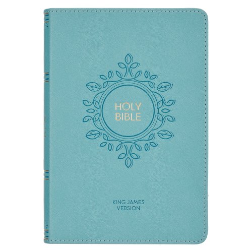 KJV Holy Bible, Compact Large Print Faux Leather Red Letter Edition - Ribbon Marker, King James Version, Teal