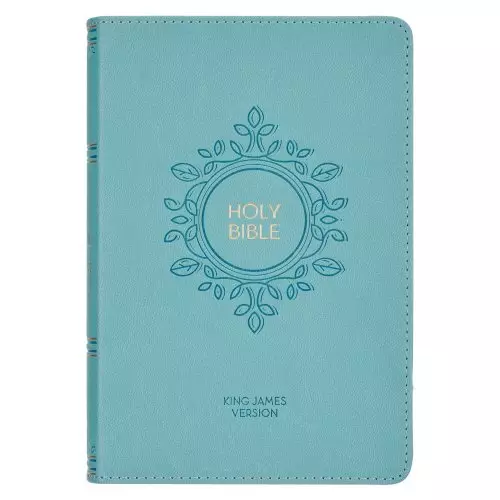 KJV Holy Bible, Compact Large Print Faux Leather Red Letter Edition - Ribbon Marker, King James Version, Teal