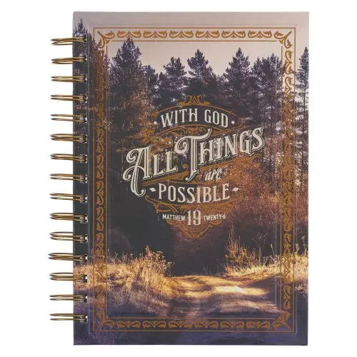 Journal Wirebound-Road/Woodgrain-All Things Matt. 19:26