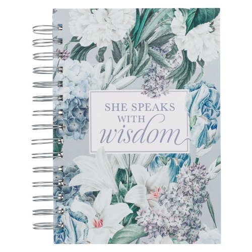 Journal-Wirebound-Blue Floral-She Speaks With Wisdom Prov. 31:26